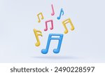 3D vector icon Music notes song colorful key melody sound musical on pastel background. Minimal cartoon style, entertainment voice banner. Eps 10 vector. 3d render illustration. elements design