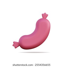 3d vector icon of a pink sausage, playful and fun design