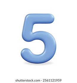 3d vector icon of a playful blue number five, perfect for educational and creative themes