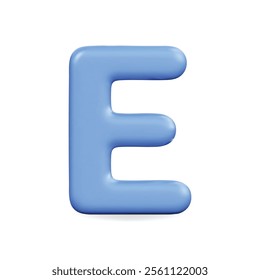 3D vector icon of a playful blue letter E, showcasing modern design in a soft and creative style