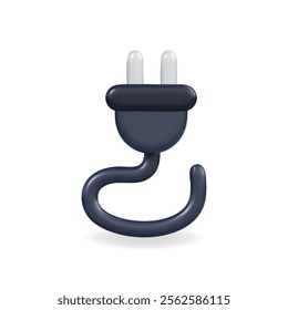 3d vector icon of a plug, sleek design in dark color, representing electrical connectivity and technology