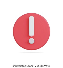 3d vector icon of a red alert symbol with white exclamation for emphasis