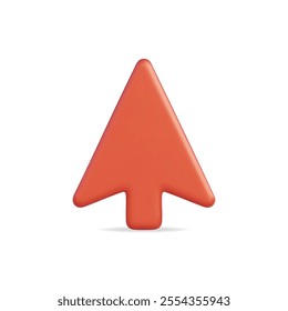 3d vector icon of a red arrow pointing upwards, perfect for navigation