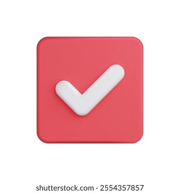 3d vector icon of a red check mark, symbolizing approval and confirmation