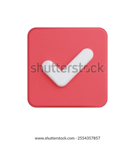 3d vector icon of a red check mark, symbolizing approval and confirmation