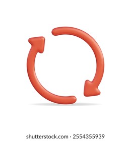 3d vector icon of a red circular refresh symbol representing continuity