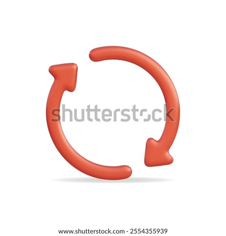 3d vector icon of a red circular refresh symbol representing continuity