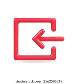 3d vector icon of a red exit sign with arrow indicating direction, modern and minimal design