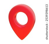 3d vector icon of red location marker symbolizing navigation.