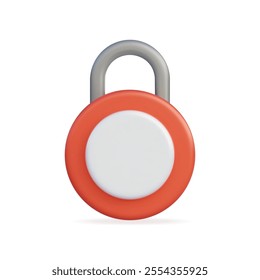 3d vector icon of a red padlock, symbolizing security and protection