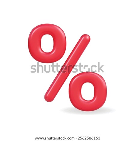 3d vector icon of a red percentage symbol, ideal for finance and marketing themes