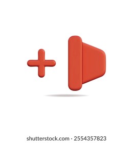 3d vector icon of a red plus button, symbolizing addition and growth