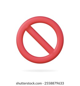 3d vector icon of a red prohibition symbol, representing restriction visually