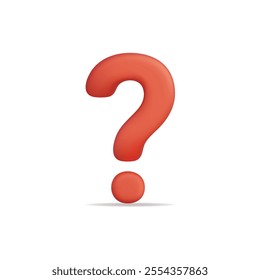 3d vector icon of a red question mark symbolizing inquiry and curiosity