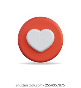 3d vector icon of a red round button 