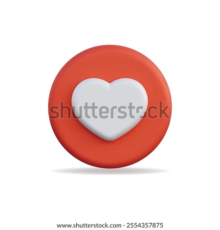 3d vector icon of a red round button 