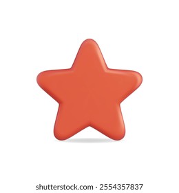 3d vector icon of a red star shape, modern and playful design