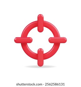 3D vector icon of a red target symbol, representing focus and precision, ideal for goal related themes