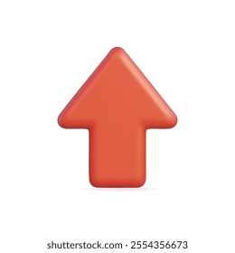 3d vector icon of a red upward pointing arrow symbol