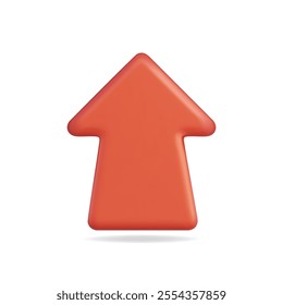 3d vector icon of a red upward arrow indicating direction and movement