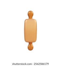 3d vector icon of a rolling pin, a warm orange kitchen utensil for baking and cooking tasks