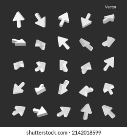 3d vector icon set arrow , buttons icon web. isolated background
