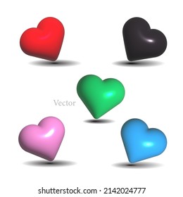 Icono vectorial 3d conjunto corazón. fondo aislado
