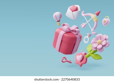 Icono de 3d Vector del Día de San Valentín y aniversario de amor, Concepto de Día de San Valentín. Eps 10.