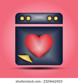 Icono de 3d Vector del Día de San Valentín y aniversario de amor, Concepto de Día de San Valentín. Eps 10.
