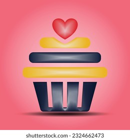 3d Vector icon set of Valentine's day and love anniversary, Valentine's Day Concept. Eps 10.

