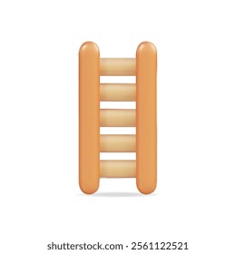 3d vector icon of a simple, modern wooden ladder, designed in warm tones with a clean, minimalist look