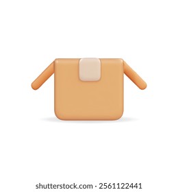 3d vector icon of a simple orange box with cute features, perfect for delivery related themes