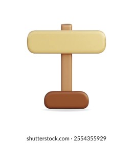 3d vector icon of a simple wooden sign in brown and beige tones