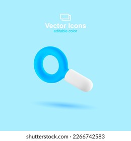 3d vector icon. Social media set. Magnifier icon. Searching symbol.