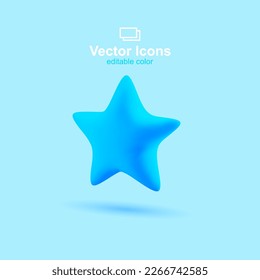 Icono vectorial 3d. Red social. Icono de estrella azul.