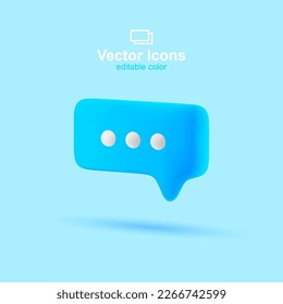 3d vector icon. Social media set. Blue message icon. Bubble talk. Chatting symbol.