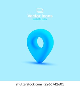 3d vector icon. Social media set. Blue pin icon. Navigation and direction concept.