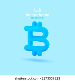 3d vector icon. Social media set. Bitcoin icon. Virtual money symbol.	