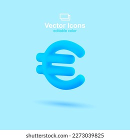 Icono vectorial 3d. Red social. Icono del euro. Símbolo de dinero.