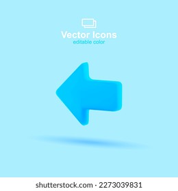 3d vector icon. Social media set. Left arrow. Cursor symbol.	