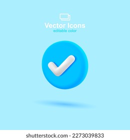 3d vector icon. Social media set. Tick icon. Check symbol.	