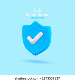 3d vector icon. Social media set. Shield icon. Protection symbol.	