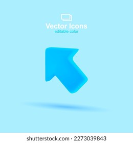 3d vector icon. Social media set. Left arrow. Cursor symbol.	