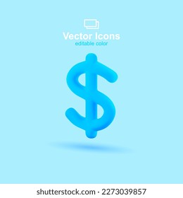 3d vector icon. Social media set. Dollar Icon. Money symbol.