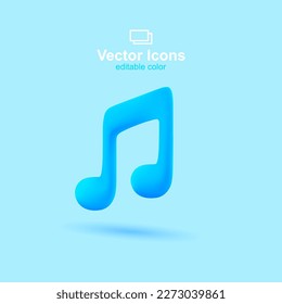 3d vector icon. Social media set. Music player icon. Melody symbol.