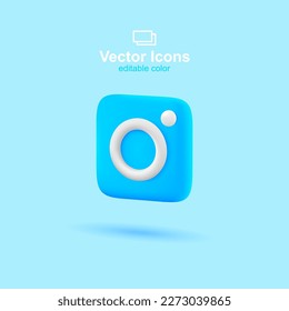 3d vector icon. Social media set. Photo Camera icon. Instagram Symbol.	