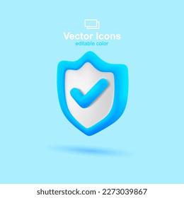 3d vector icon. Social media set. Shield icon. Protection symbol.	