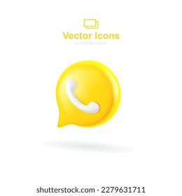 3d vector icon. Social media set.  Call app symbol.		