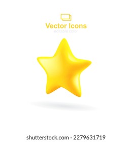 Icono vectorial 3d. Red social. Icono de estrella amarilla.