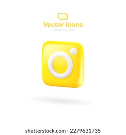 3d vector icon. Social media set. Photo Camera icon.